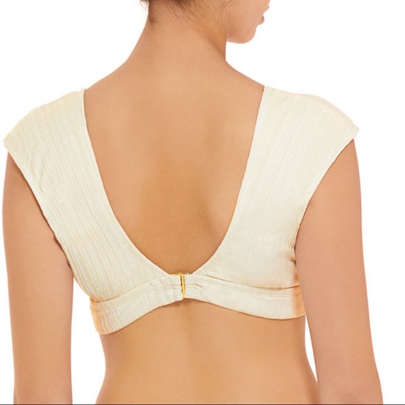 🔆 Mynah Ribbed Womens Metallic Textured Cap Sleeve Bikini Top - Picture 3 of 9